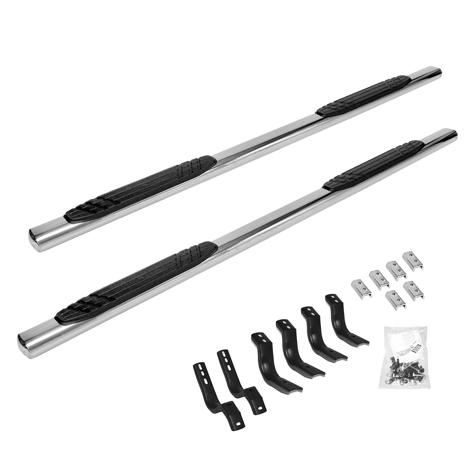 4 Inch OE Xtreme SideSteps With Mounting Bracket Kit Polished Stainless Steel 2021-2025 Ford Bronco 2 Door Go Rhino