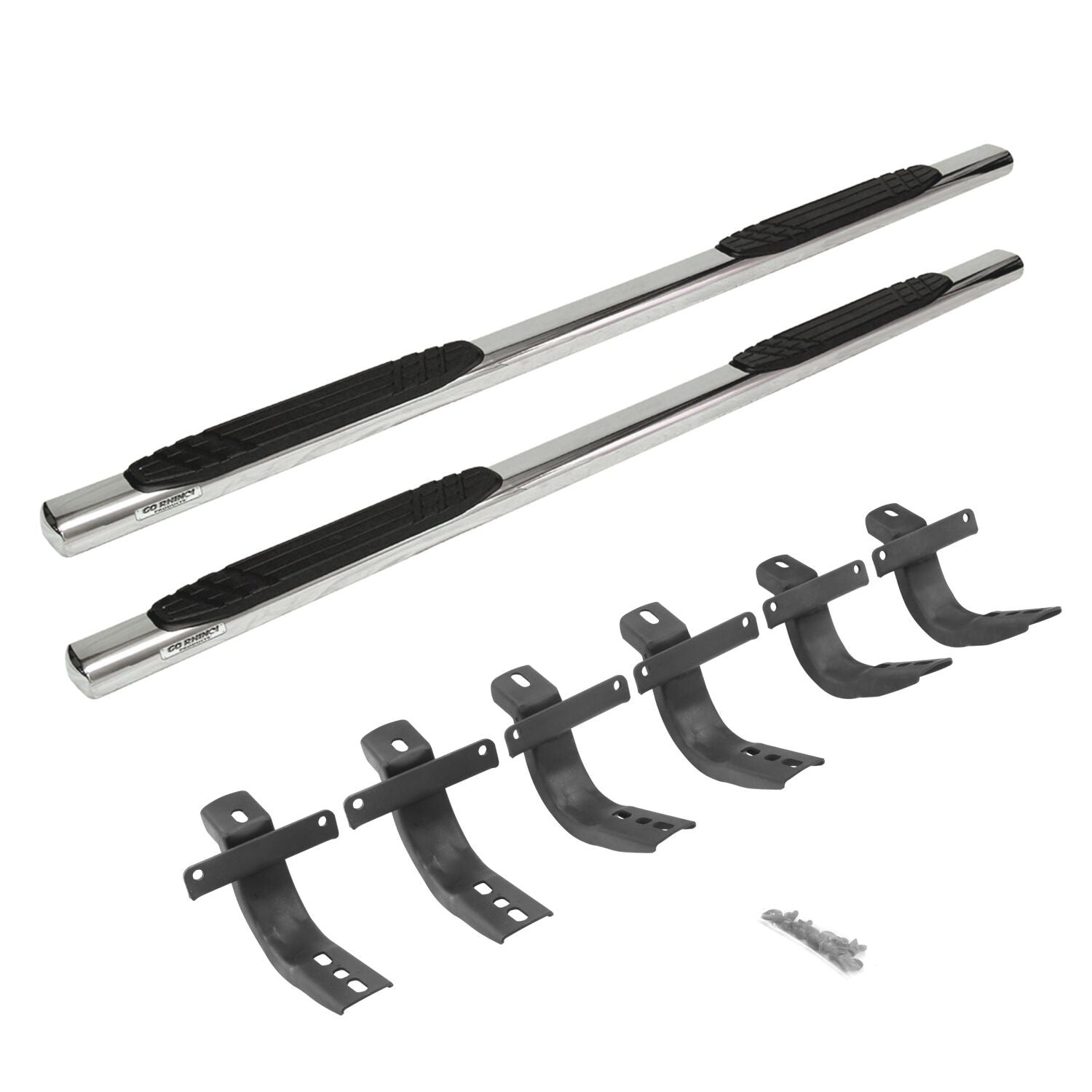 4 Inch OE Xtreme SideSteps With Mounting Bracket Kit Polished Stainless Steel 2021-2025 Ford Bronco 4 Door Go Rhino