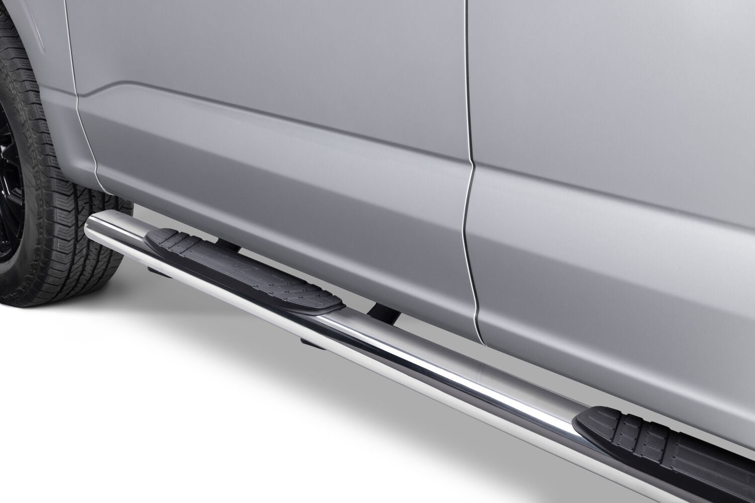 4 Inch OE Xtreme SideSteps With Mounting Bracket Kit Polished Stainless Steel 2015-2026 Ford F-150/ F-250/F-350 Crew Cab Go Rhino