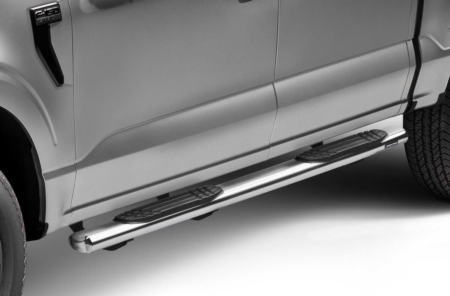 4 Inch OE Xtreme SideSteps With Mounting Bracket Kit Polished Stainless Steel 2015-2026 Ford F-150/ F-250/F-350 Crew Cab Go Rhino
