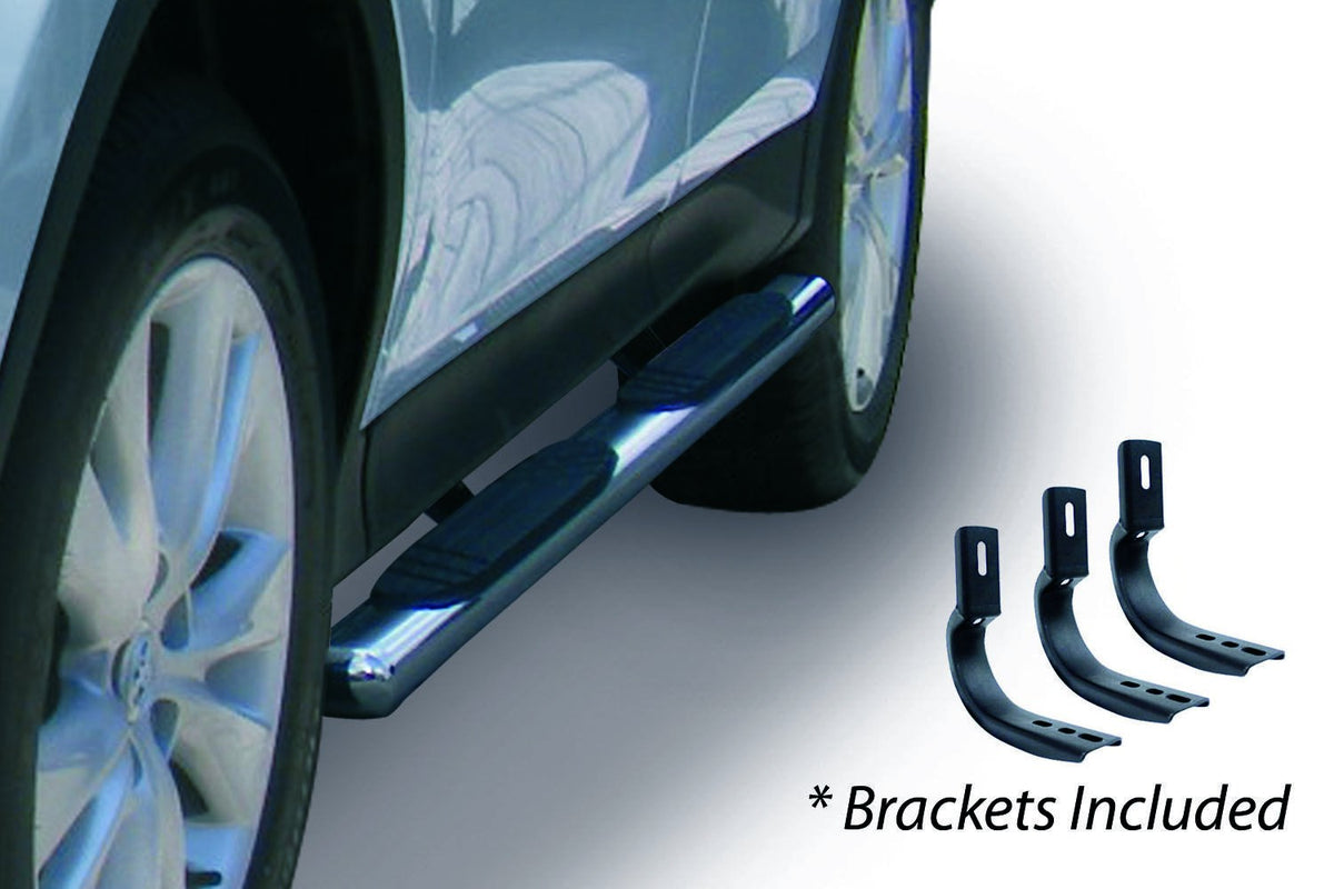 4 Inch OE Xtreme SideSteps With Mounting Bracket Kit Polished Stainless Steel 2008-2013 Nissan Rogue Go Rhino