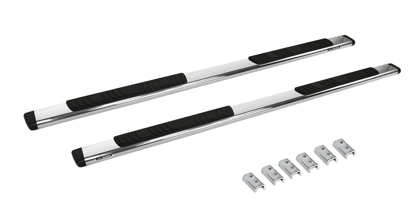 5 Inch OE Xtreme Low Profile SideSteps With Mounting Bracket Kit Polished Stainless Steel 2007-2018 Silverado/Sierra 1500/2500 HD Go Rhino