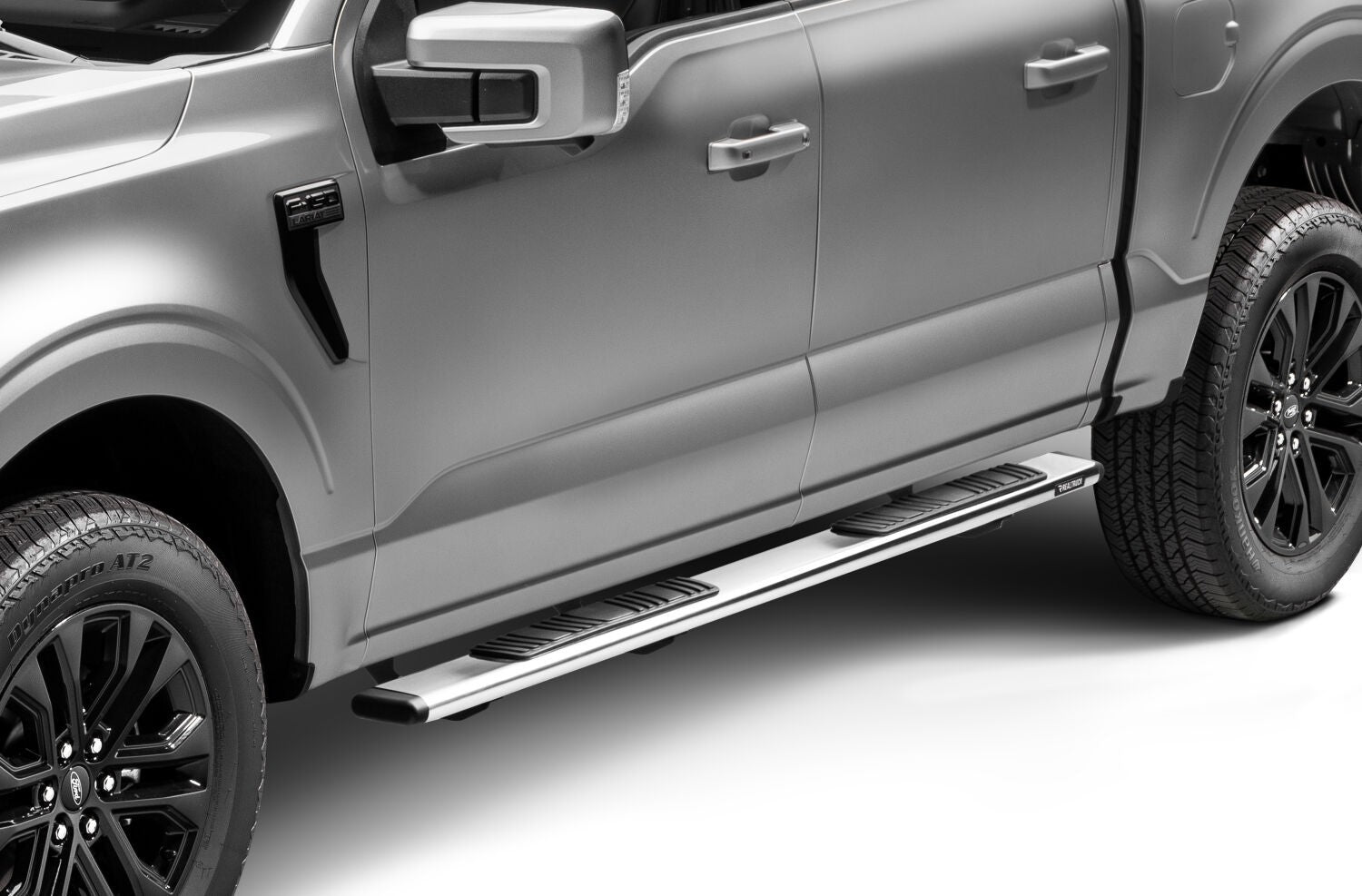 5 Inch OE Xtreme Low Profile SideSteps With Mounting Bracket Kit Polished Stainless Steel 2015-2026 Ford F-150/ F-250/F-350 Go Rhino