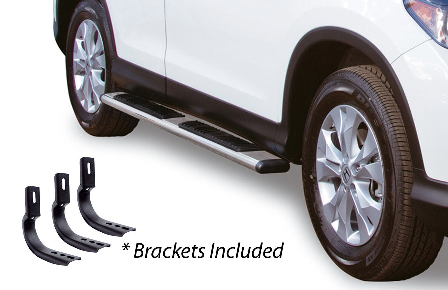 5 Inch OE Xtreme Low Profile SideSteps With Mounting Bracket Kit Polished Stainless Steel 2008-2013 Nissan Rogue Go Rhino