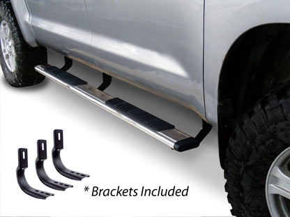 5 Inch OE Xtreme Low Profilee SideSteps With Mounting Bracket Kit Polished Stainless Steel 2015-2018 Ram 1500 Go Rhino