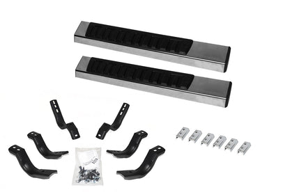 6 Inch OE Xtreme II SideSteps With Mounting Bracket Kit Polished Stainless Steel 2007-2018 Silverado/Sierra 150/2500 HD Go Rhino