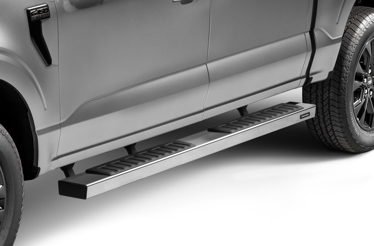 6 Inch OE Xtreme II SideSteps With Mounting Bracket Kit Polished Stainless Steel 2015-2026 Ford F-150/ F-250/F-350 Crew Cab Go Rhino