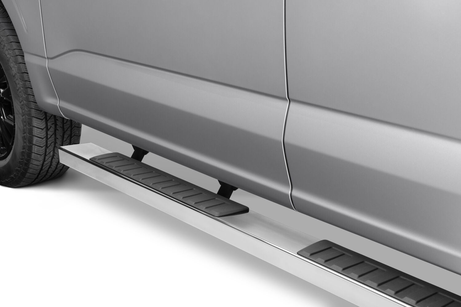 6 Inch OE Xtreme II SideSteps With Mounting Bracket Kit Polished Stainless Steel 2015-2026 Ford F-150/ F-250/F-350 Crew Cab Go Rhino