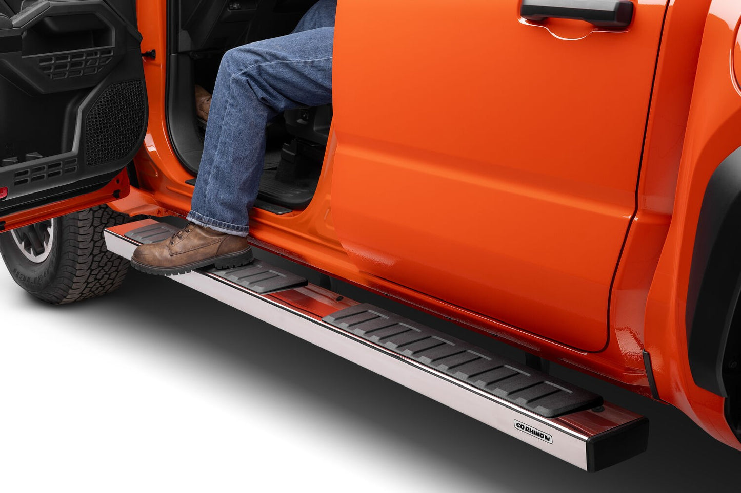 6 Inch OE Xtreme II Side Steps with Mounting Brackets Kit Polished Stainless Steel 2024-2026 Toyota Tacoma Go Rhino