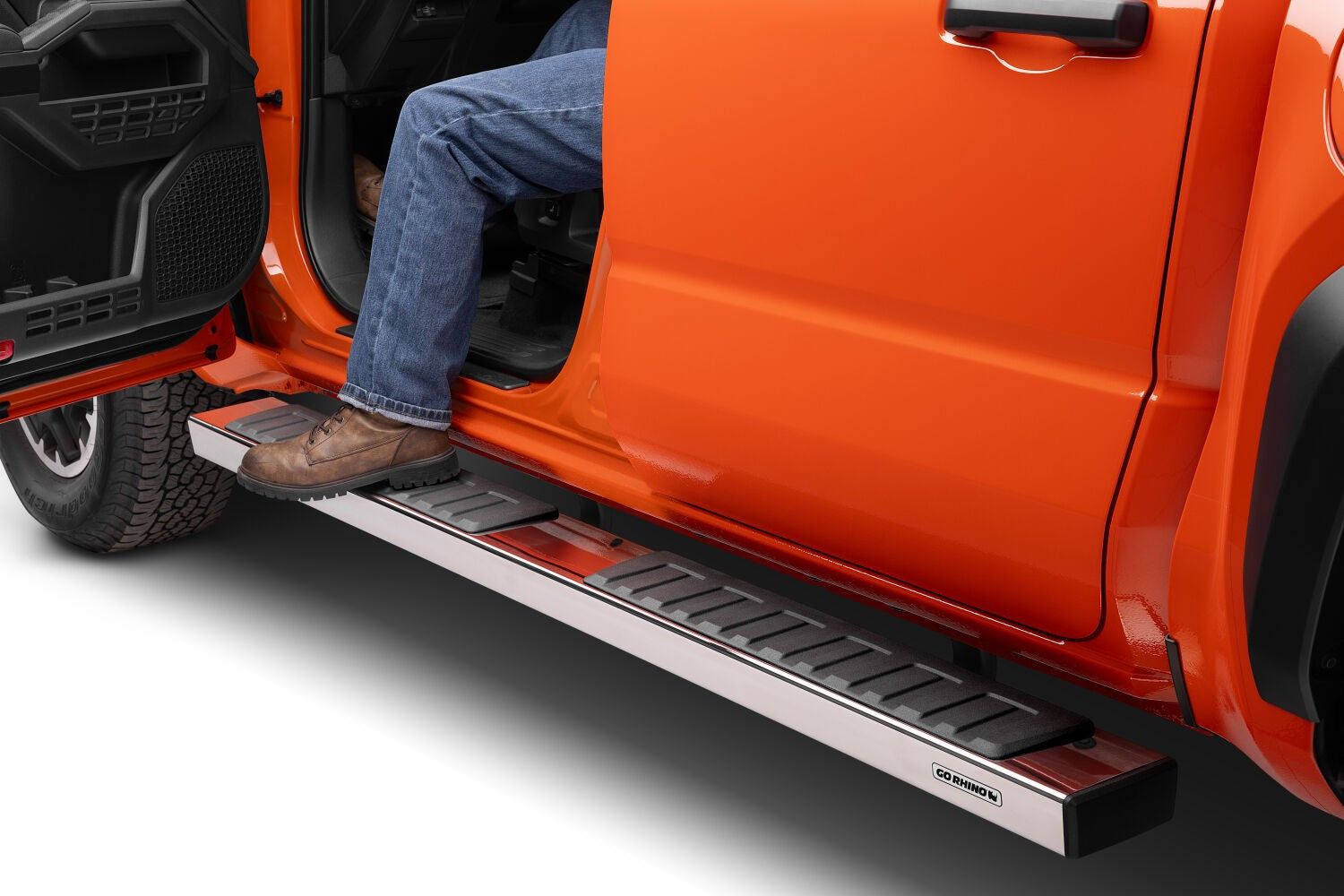 6 Inch OE Xtreme II Side Steps with Mounting Brackets Kit Polished Stainless Steel 2024-2026 Toyota Tacoma Go Rhino