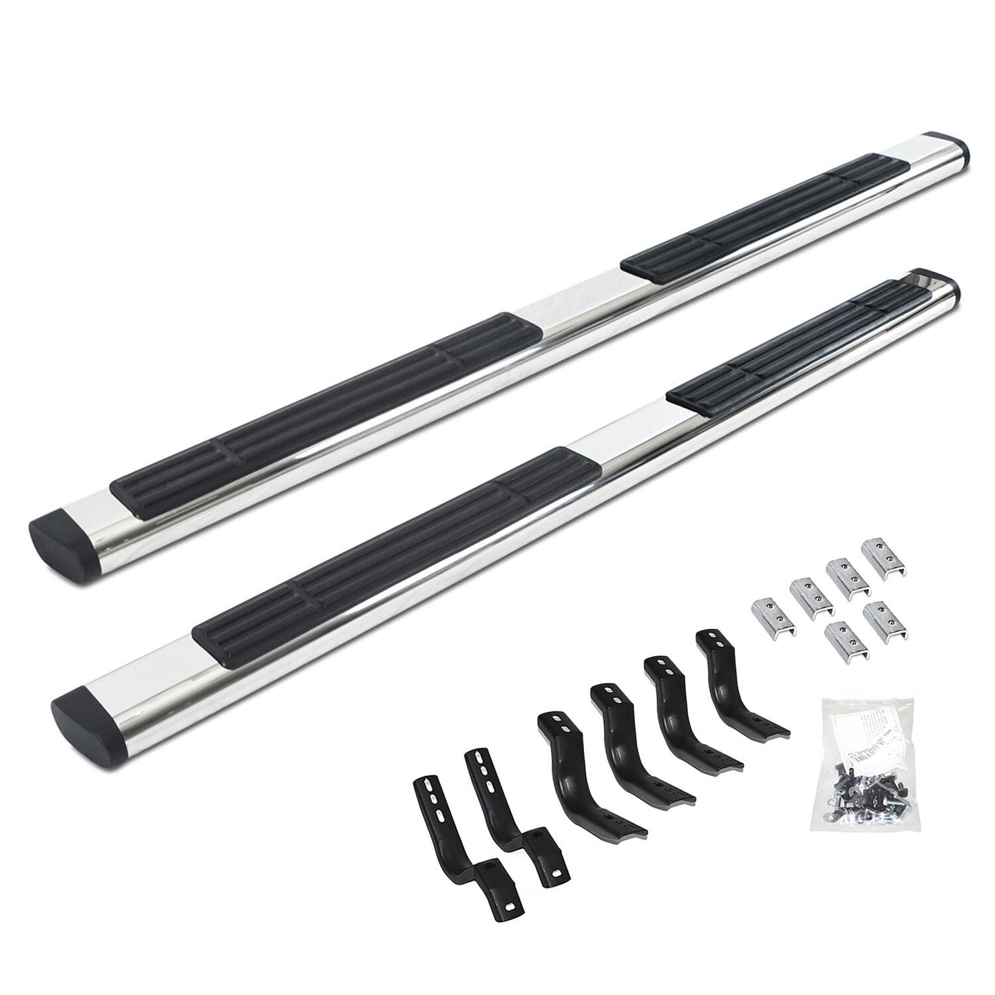 6 Inch OE Xtreme SideSteps With Mounting Bracket Kit Polished Stainless Steel 2019-2026 Silverado/Sierra 1500/2500 HD Go Rhino