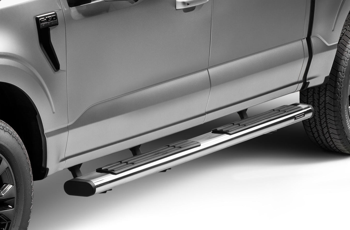 6 Inch OE Xtreme SideSteps With Mounting Bracket Kit Polished Stainless Steel 2015-2026 Ford F-150/ F-250/F-350 Crew Cab Go Rhino
