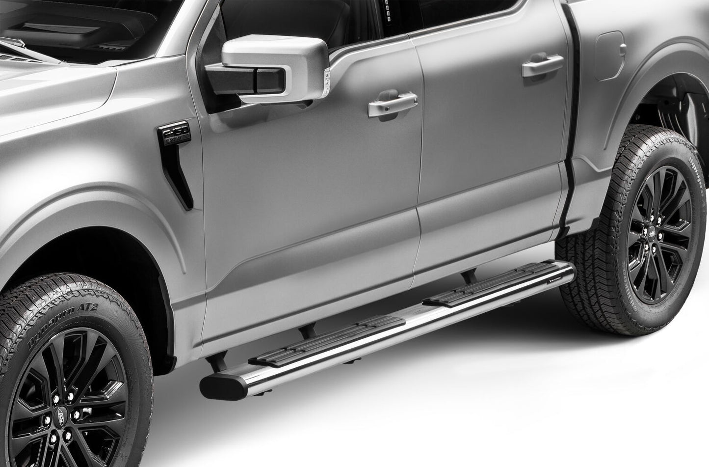 6 Inch OE Xtreme SideSteps With Mounting Bracket Kit Polished Stainless Steel 2015-2026 Ford F-150/ F-250/F-350 Crew Cab Go Rhino
