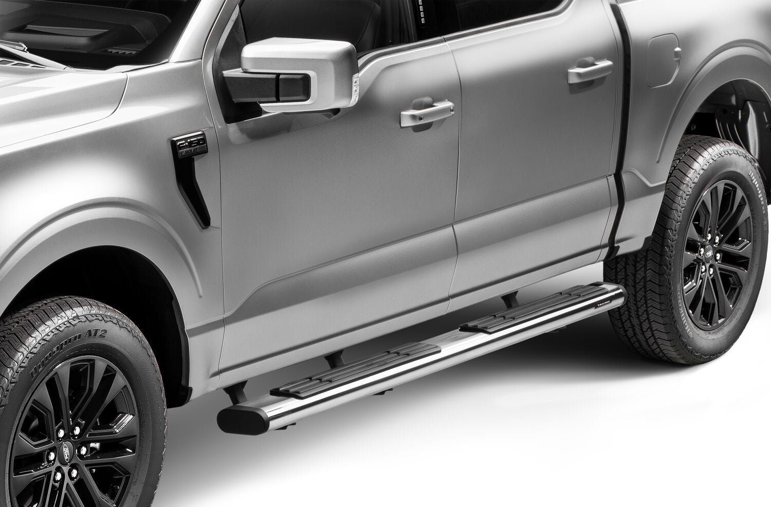 6 Inch OE Xtreme SideSteps With Mounting Bracket Kit Polished Stainless Steel 2015-2026 Ford F-150/ F-250/F-350 Crew Cab Go Rhino