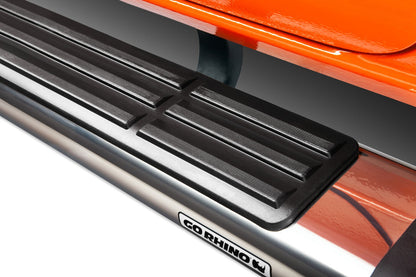 6 Inch OE Xtreme SideSteps With Mounting Bracket Kit Polished Stainless Steel 2004-2015 Nissan TITAN Go Rhino