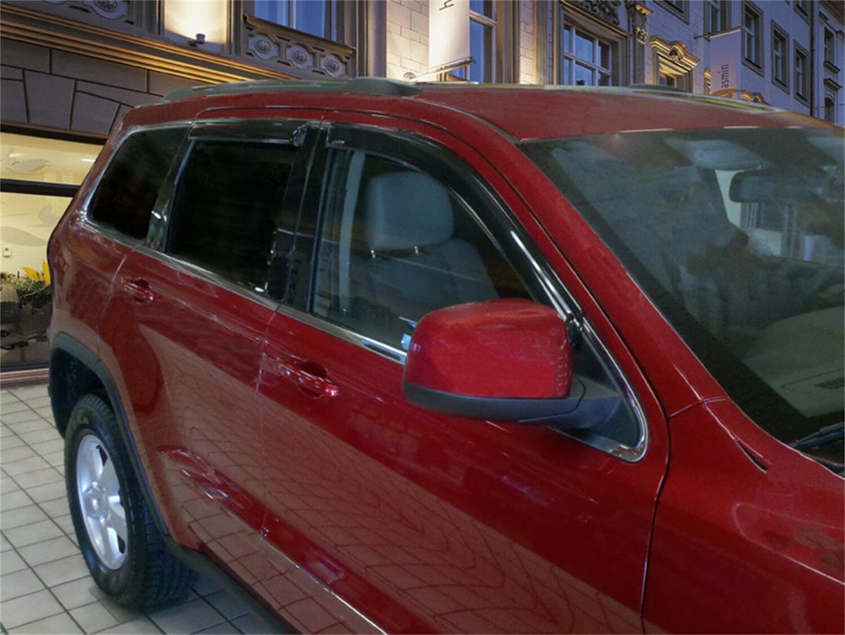 Tape-Onz Sidewind Deflector Smoke 4 pc. for 2011-2021 Jeep Grand Cherokee Excludes SRT will not fit Grand Cherokee L Stampede
