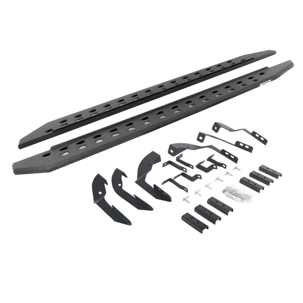 RB20 Slim Line Running Boards With Mounting Brackets Protective Bedliner Coating 2015-2018 Silverado/Sierra 2500 HD/3500 HD Extended Cab Go Rhino
