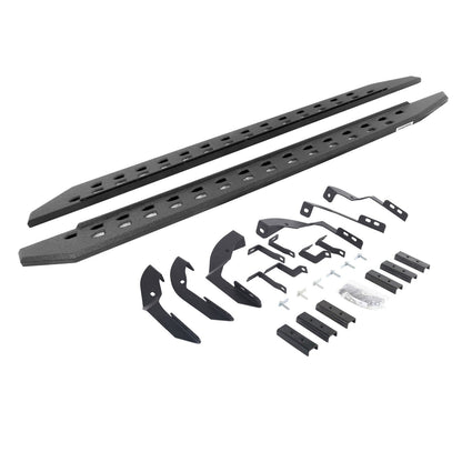 RB20 Slim Line Running Boards With Mounting Brackets Protective Bedliner Coating 2015-2018 Silverado/Sierra 2500 HD/3500 HD Extended Cab Go Rhino
