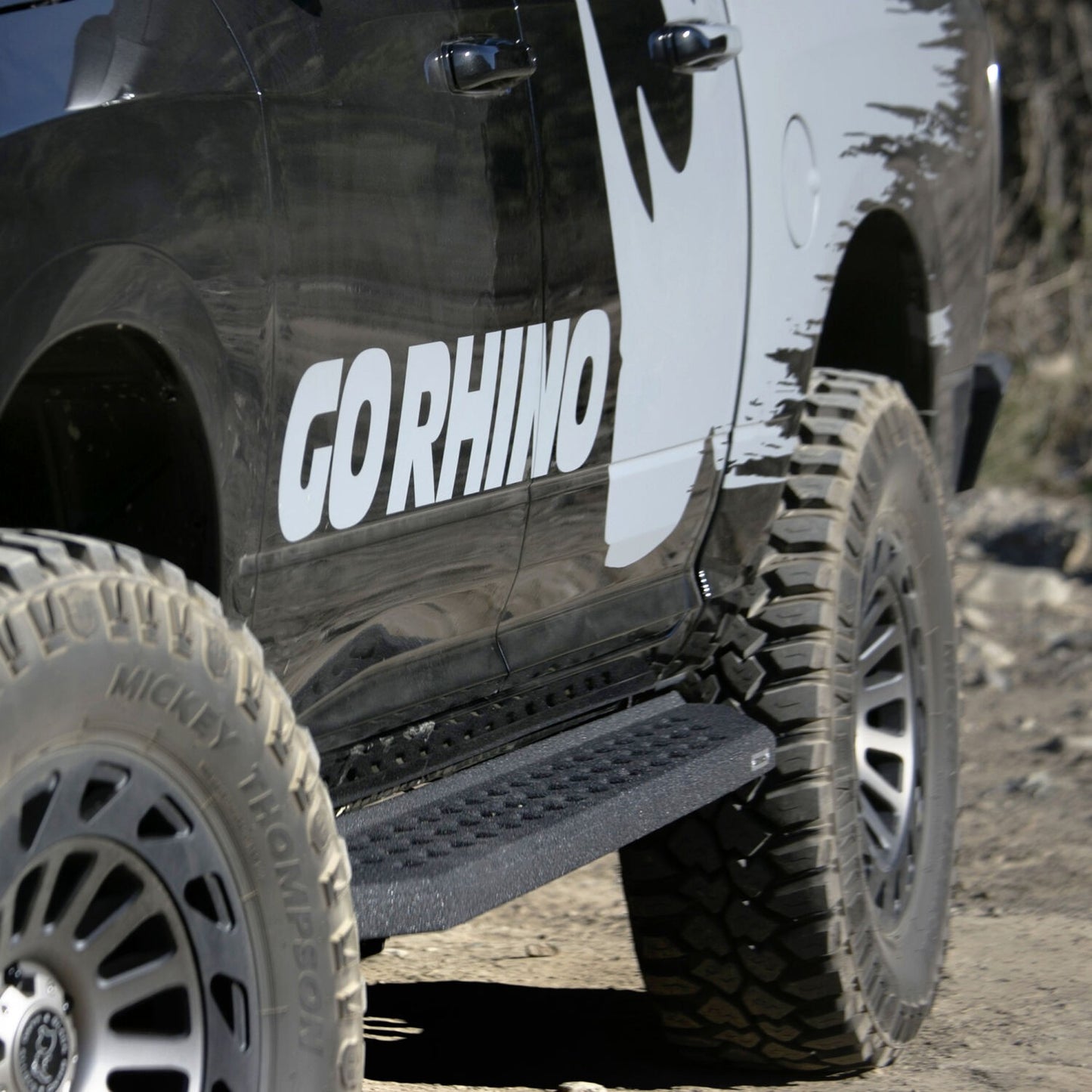 RB20 Running Boards With Mounting Brackets Protective Bedliner Coating 2019-2026 Silverado/Sierra 1500/2500 HD Go Rhino