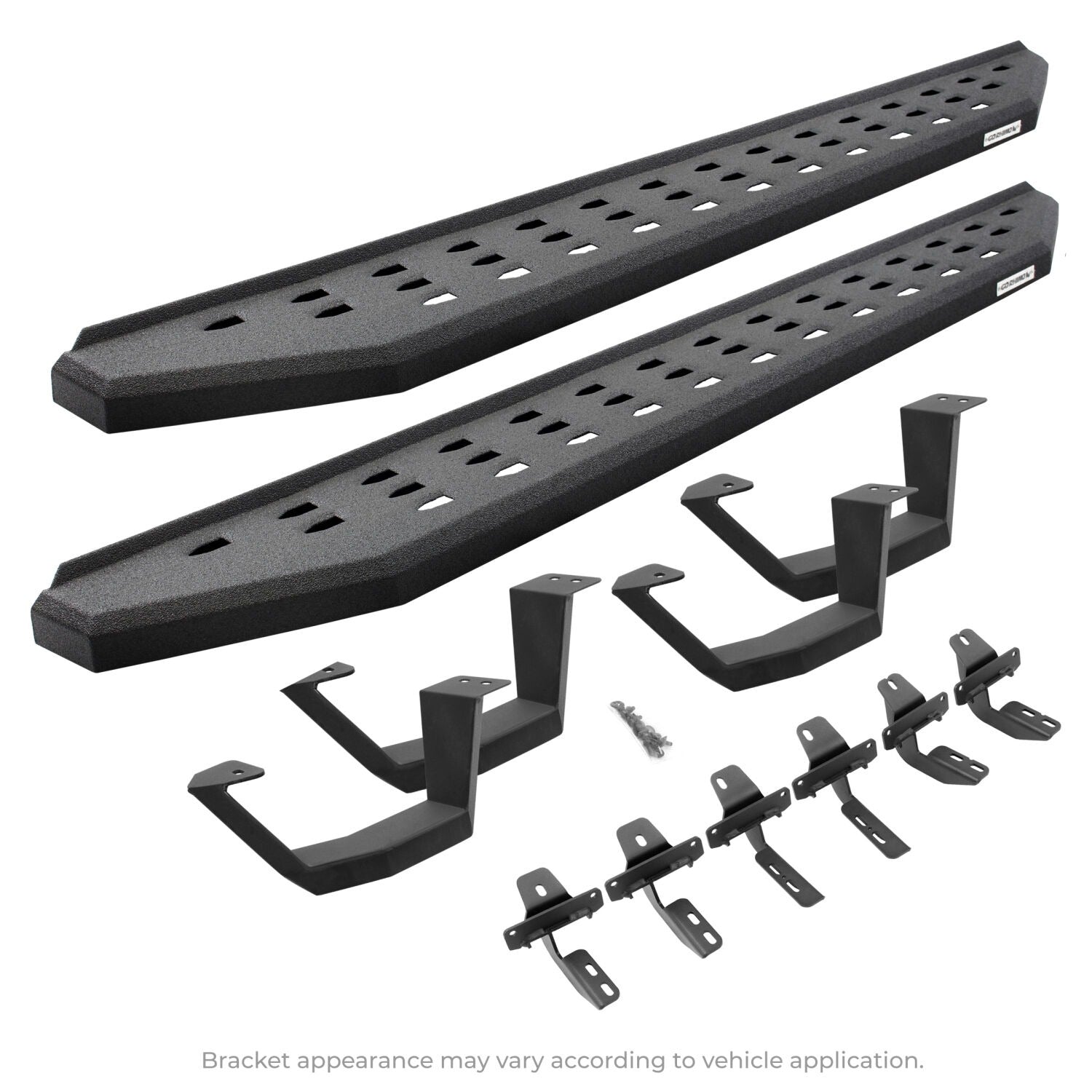 RB20 Running Boards With Mounting Brackets & 2 Pairs of Drop Steps Kit Textured Black 2009-2014 Dodge Ram 1500 Go Rhino