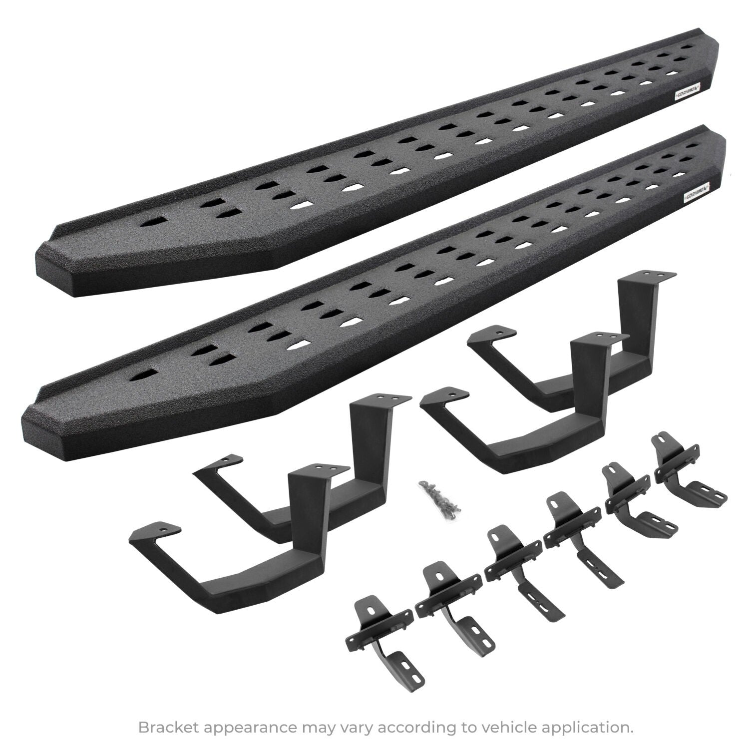 RB20 Running Boards With Mounting Brackets & 2 Pairs of Drop Steps Kit Textured Black 2004-2014 Ford F-150 Go Rhino