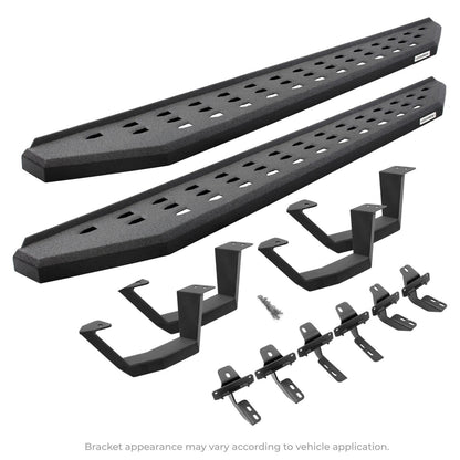 RB20 Running Boards With Mounting Brackets & 2 Pairs of Drop Steps Kit Textured Black 2004-2014 Ford F-150 Go Rhino