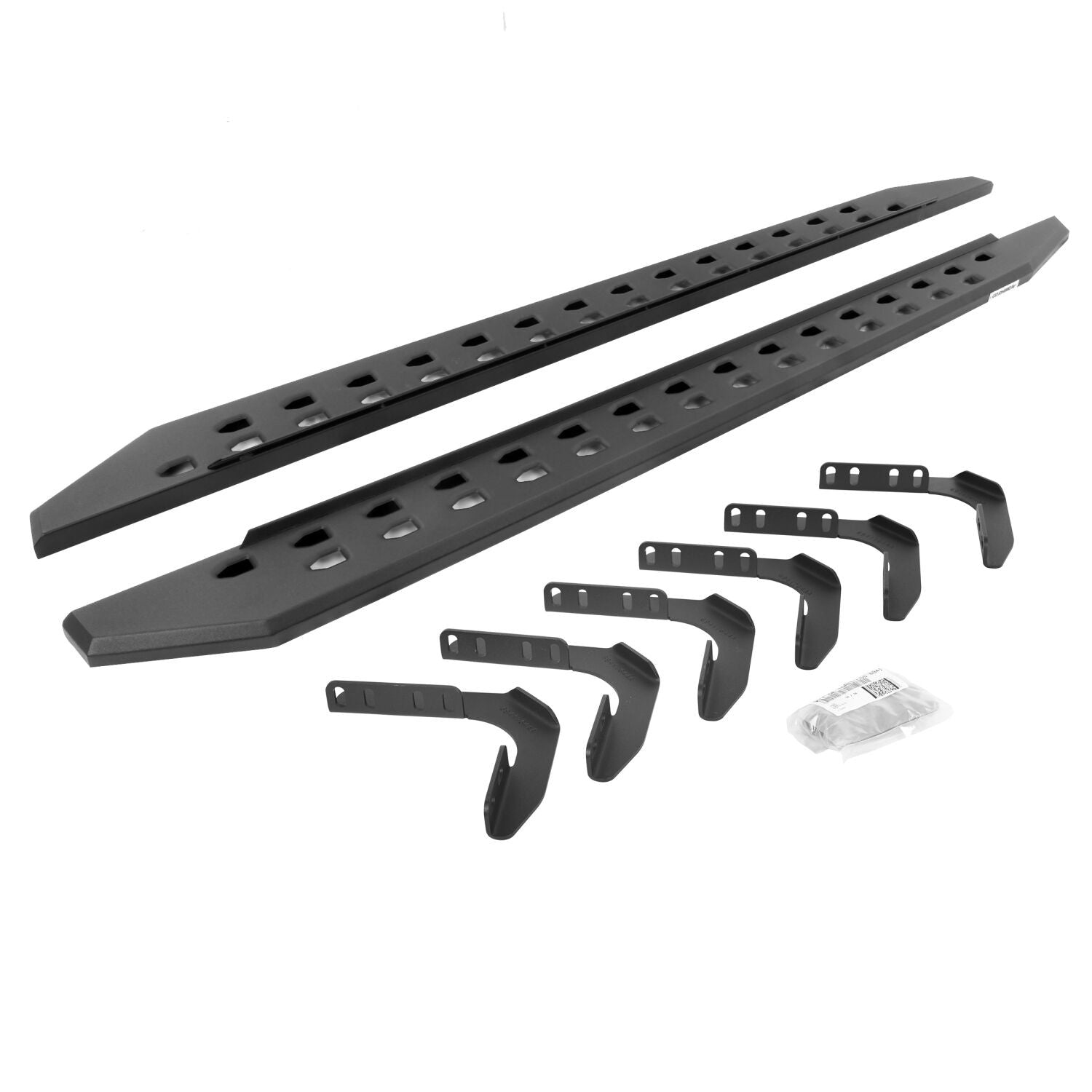RB10 Slim Line Running Boards With Mounting Brackets Angled Textured Black 2004-2014 Ford F-150 Go Rhino