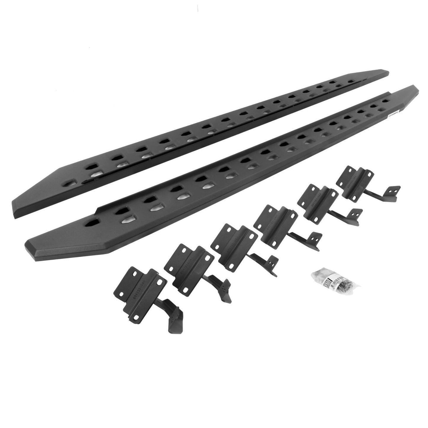 RB10 Slim Line Running Boards With Mounting Brackets Angled Textured Black 2015-2026 Ford F-150/ F-250/F-350 Go Rhino