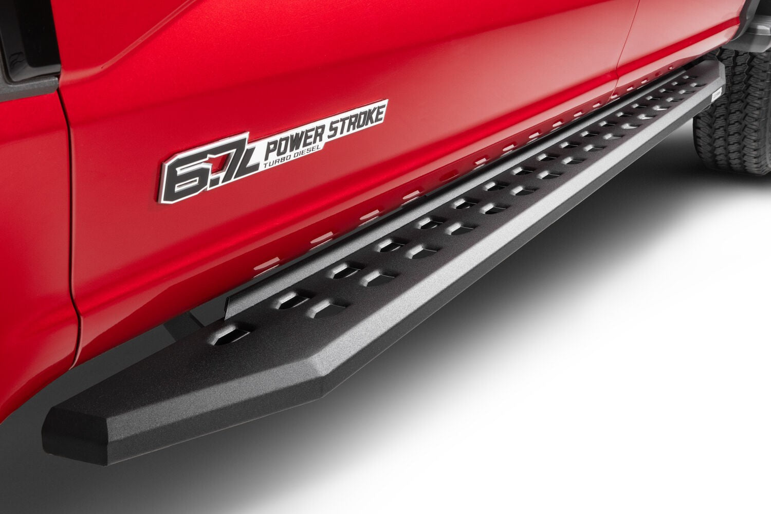 RB10 Slim Line Running Boards With Mounting Brackets Angled Textured Black 2015-2026 Ford F-150/ F-250/F-350 Go Rhino