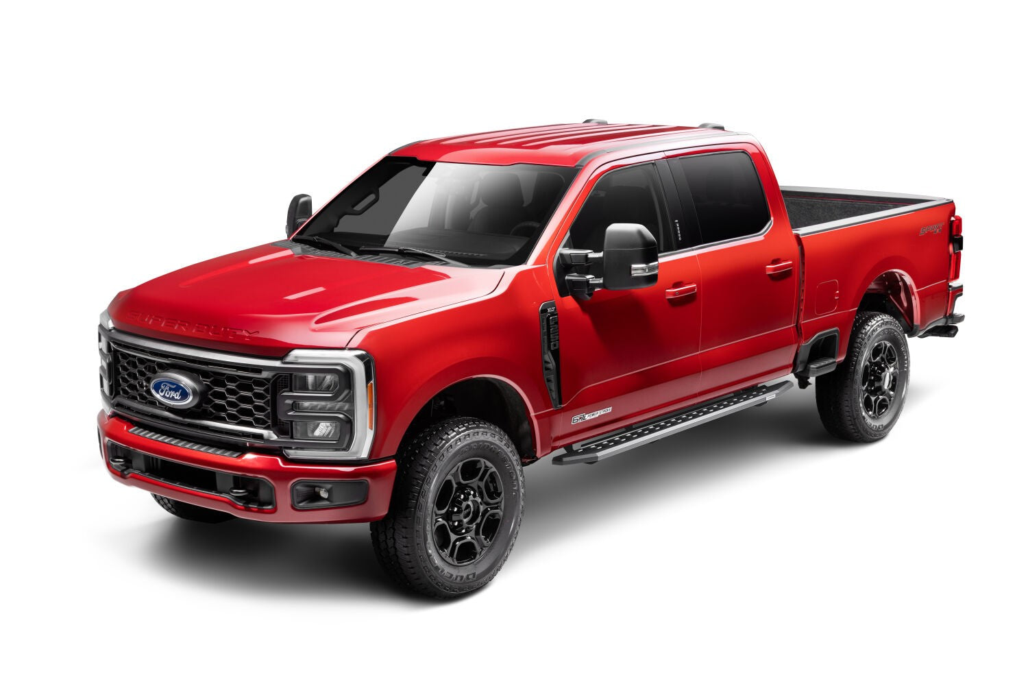 RB10 Slim Line Running Boards With Mounting Brackets Angled Textured Black 2015-2026 Ford F-150/ F-250/F-350 Go Rhino