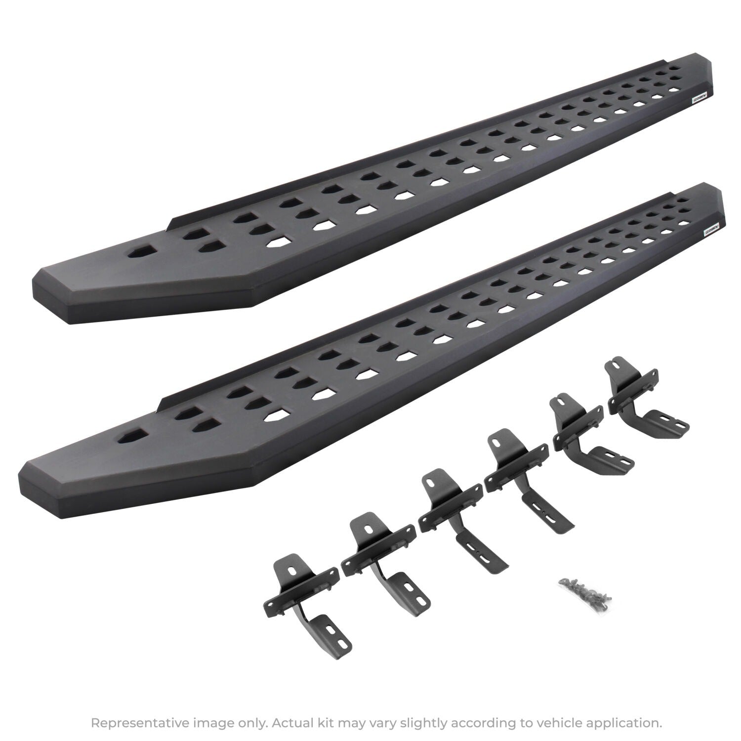 RB20 Running Boards With Mounting Brackets Textured Black 1999-2016 Ford F-250/F-350 Extended Cab Go Rhino