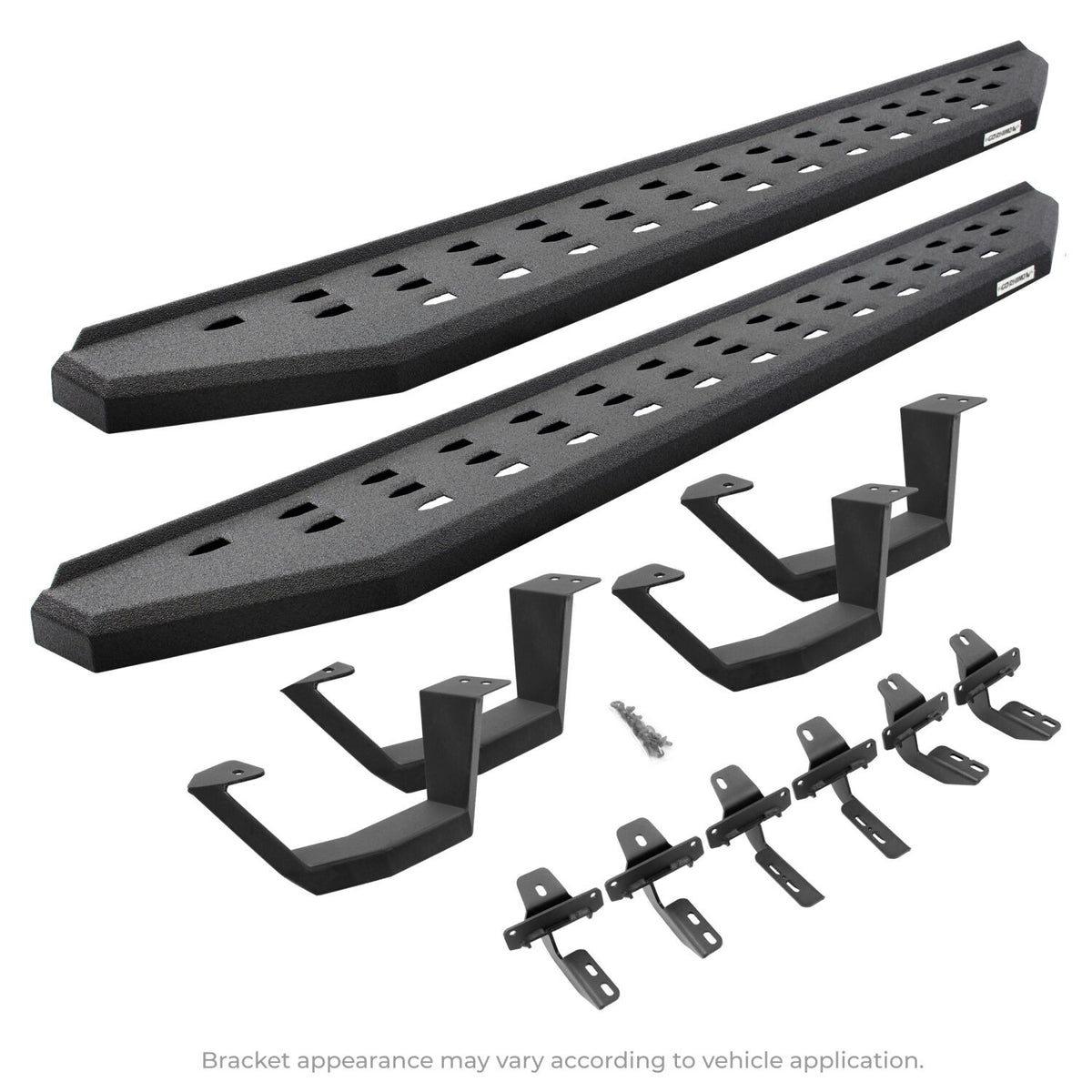 RB20 Running Boards With Mounting Brackets & 2 Pairs of Drop Steps Kit Textured Black 2015-2026 Ford F-150/ F-250/F-350 Extended Cab Go Rhino