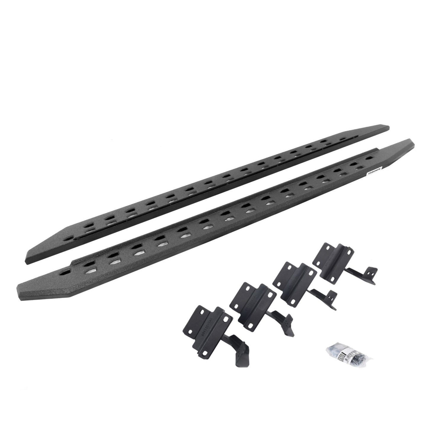 RB10 Slim Line Running Boards With Mounting Brackets Angled Protective Bedliner Coating 2015-2026 Ford F-150/ F-250/F-350 Extended Cab Go Rhino