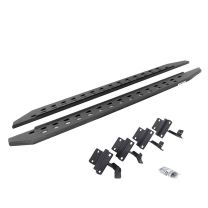 RB10 Slim Line Running Boards With Mounting Brackets Angled Protective Bedliner Coating 2015-2026 Ford F-150/ F-250/F-350 Extended Cab Go Rhino
