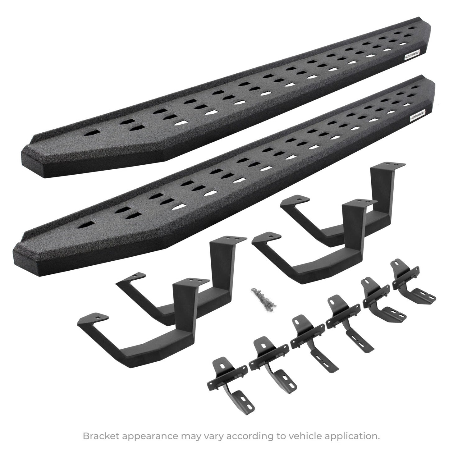 RB20 Running Boards With Mounting Brackets & 2 Pairs of Drop Steps Kit Textured Black 2015-2018 Ram 1500 Go Rhino