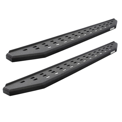 RB20 Running Boards With Mounting Brackets & 2 Pairs of Drop Steps Kit Protective Bedliner Coating 2015-2018 Ram 1500 Go Rhino