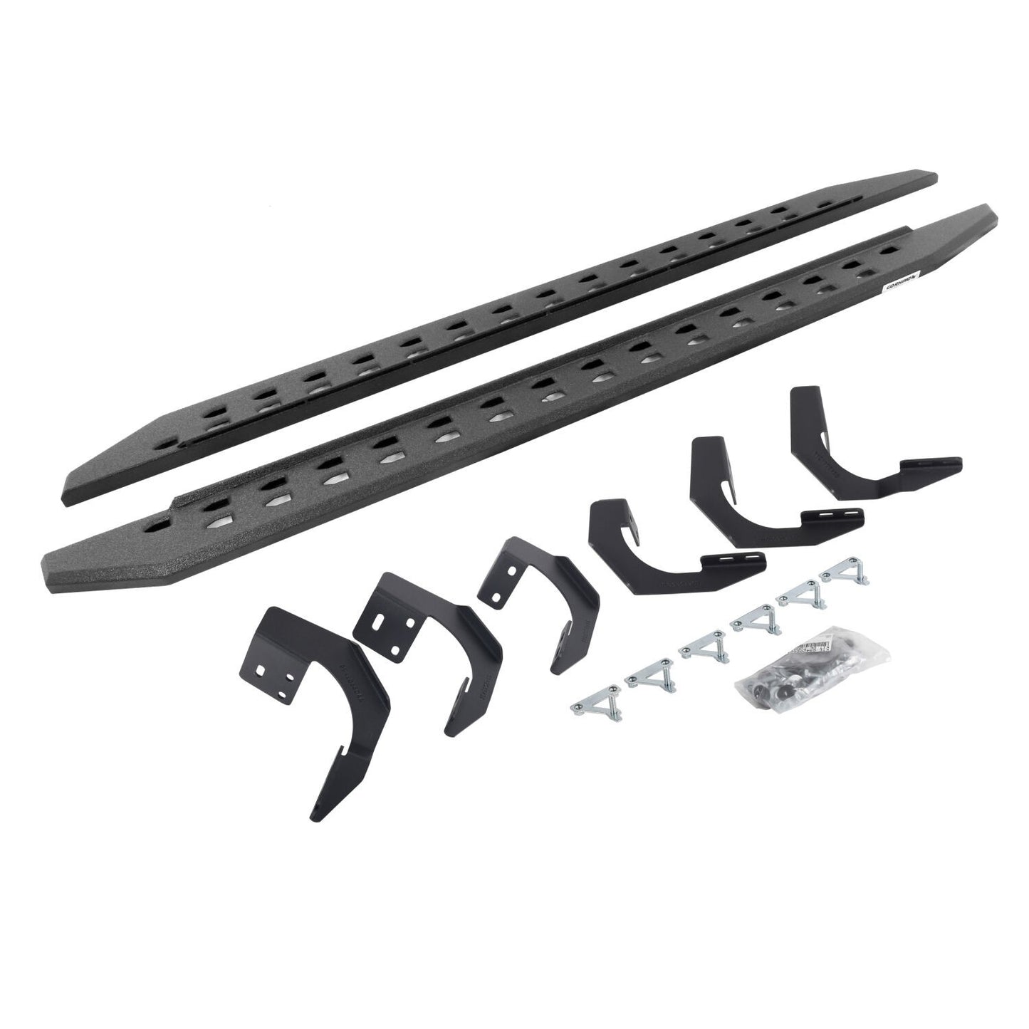 RB10 Slim Line Running Boards With Mounting Brackets Protective Bedliner Coating 2015-2018 Ram 1500 Go Rhino