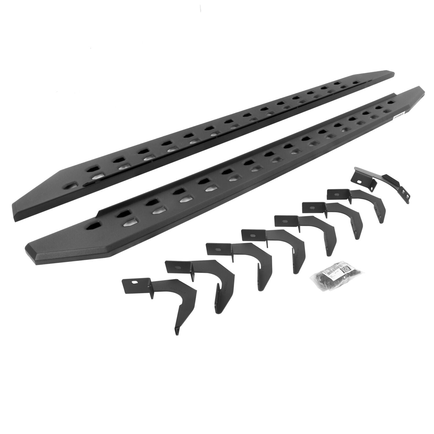RB10 Slim Line Running Boards With Mounting Brackets Angled Textured Black 2015-2026 Colorado/Canyon Go Rhino