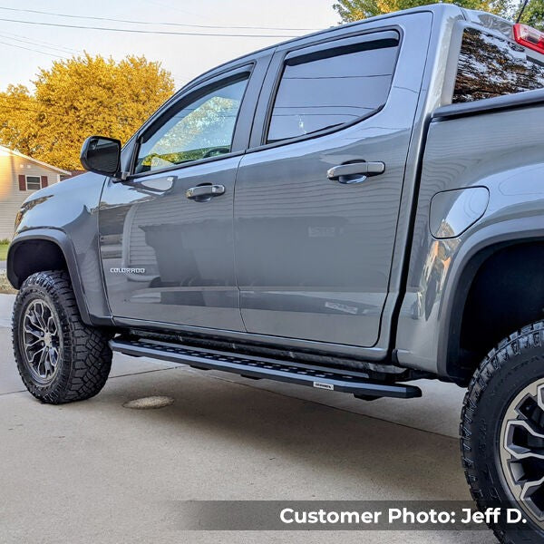RB10 Slim Line Running Boards With Mounting Brackets Angled Textured Black 2015-2026 Colorado/Canyon Go Rhino
