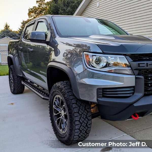 RB10 Slim Line Running Boards With Mounting Brackets Angled Textured Black 2015-2026 Colorado/Canyon Go Rhino