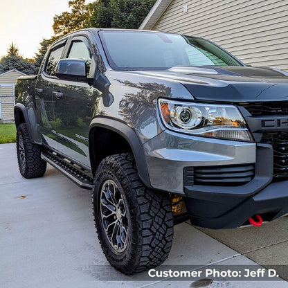 RB10 Slim Line Running Boards With Mounting Brackets Angled Textured Black 2015-2026 Colorado/Canyon Go Rhino