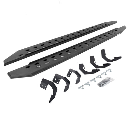 RB10 Slim Line Running Boards With Mounting Brackets Angled Textured Black 2019-2026 Ram 1500 Crew Cab Go Rhino