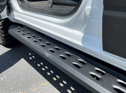 RB10 Slim Line Running Boards With Mounting Brackets Angled Textured Black 2019-2026 Ram 1500 Crew Cab Go Rhino