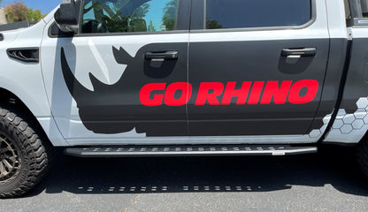 RB10 Slim Line Running Boards With Mounting Brackets Angled Textured Black 2019-2026 Ram 1500 Crew Cab Go Rhino