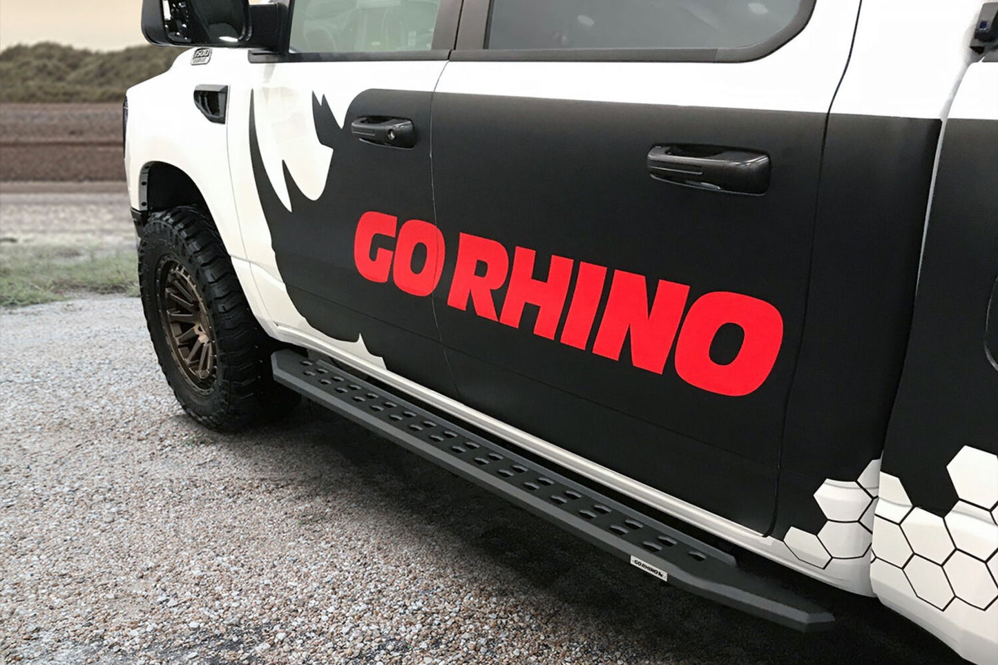 RB10 Slim Line Running Boards With Mounting Brackets Angled Textured Black 2019-2026 Ram 1500 Crew Cab Go Rhino