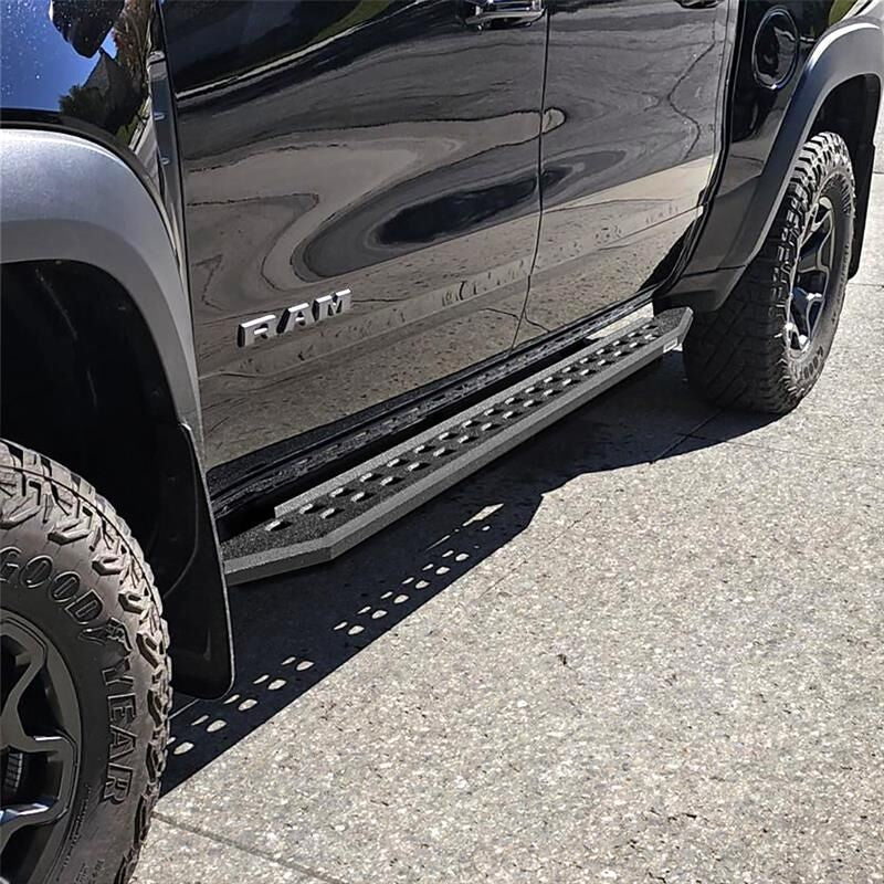 RB10 Slim Line Running Boards With Mounting Brackets Angled Protective Bedliner Coating 2019-2026 Ram 1500 Go Rhino