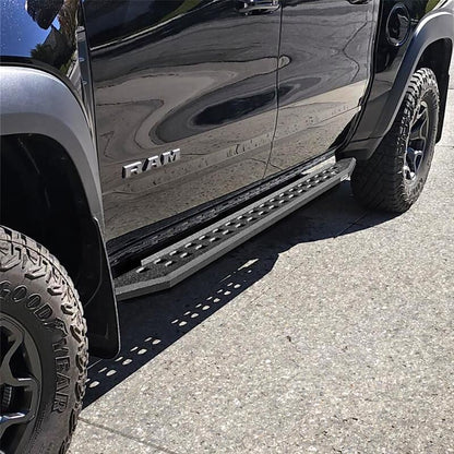 RB10 Slim Line Running Boards With Mounting Brackets Angled Protective Bedliner Coating 2019-2026 Ram 1500 Go Rhino