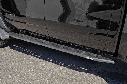 RB10 Slim Line Running Boards With Mounting Brackets Angled Protective Bedliner Coating 2019-2026 Ram 1500 Go Rhino