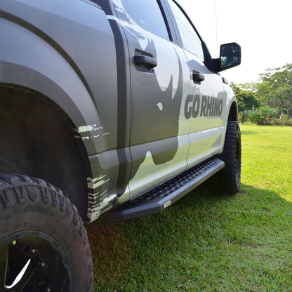 RB20 Running Boards With Mounting Brackets Textured Black 2007-2021 Toyota Tundra Go Rhino
