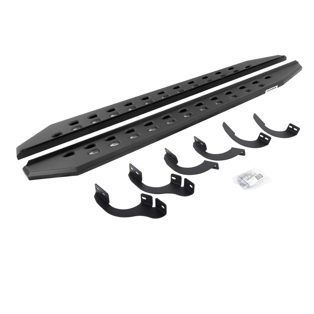 RB10 Slim Line Running Boards With Mounting Brackets Angled Textured Black 2014-2024 Toyota 4Runner Go Rhino